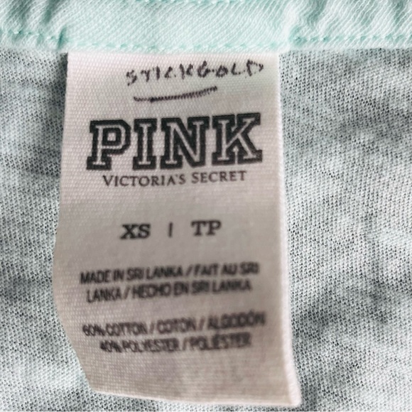 Pink Victoria’s Secret mint green graphic gold sequin v-neck tee shirt size XS - Picture 7 of 9